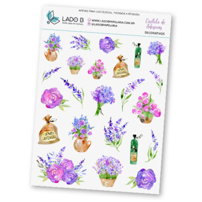 adesivos flores lavanda