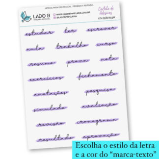 adesivos palavras estudo marca-texto