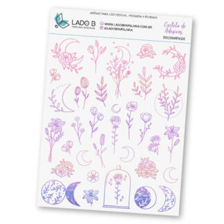 Adesivos - Luas e Flores (Degradê)