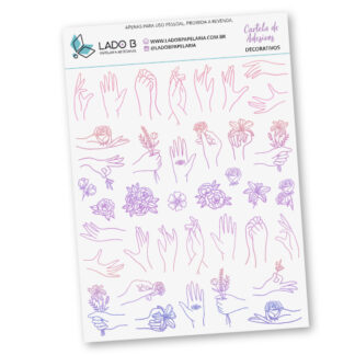 Adesivos - Mãos e Flores (Degradê)